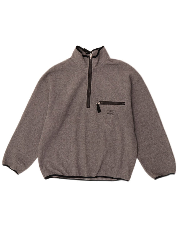 Think Pink Pull polaire surdimensionné à col zippé pour homme Petit gris