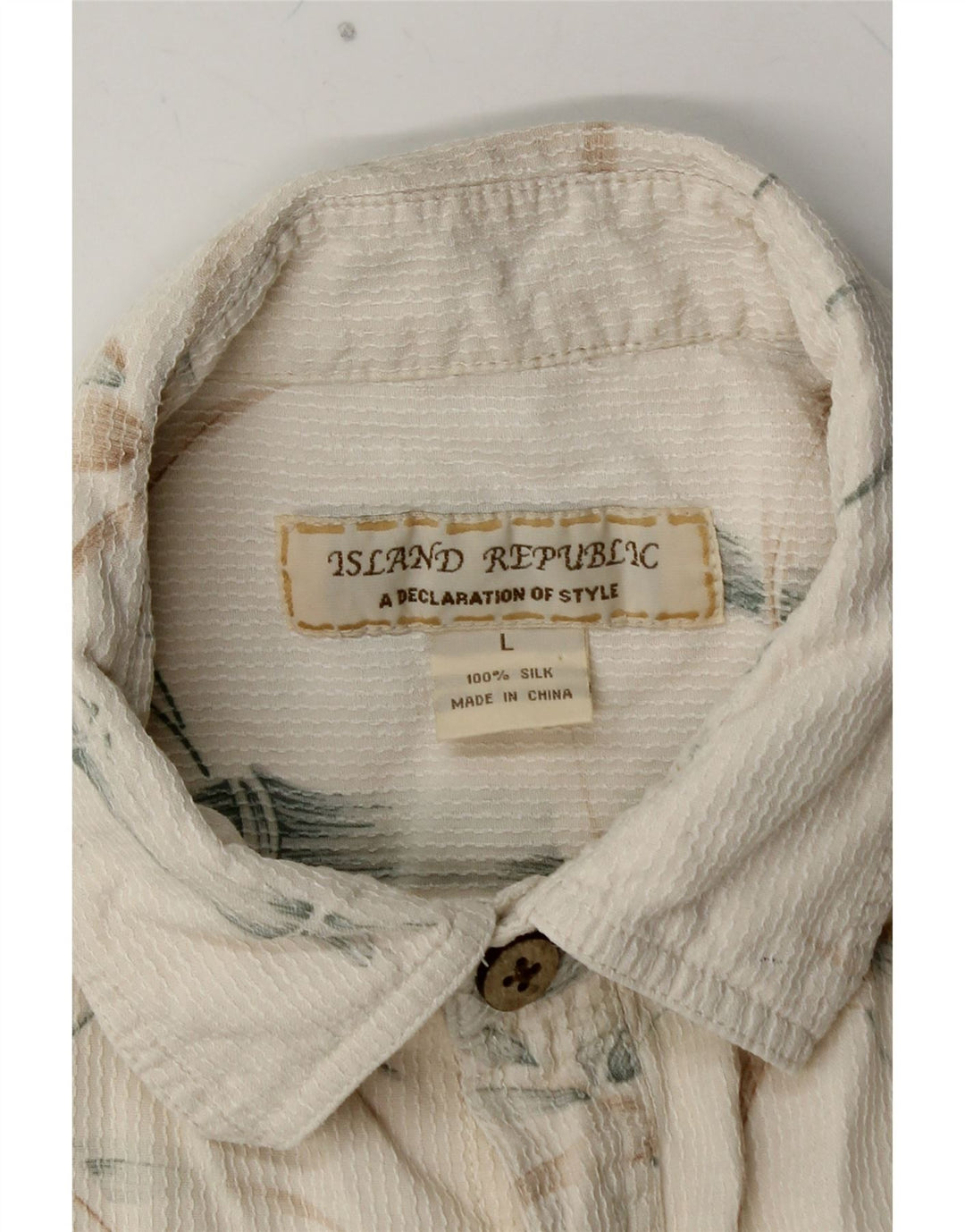 ISLAND REPUBLIC Chemise à manches courtes pour homme en soie florale blanc cassé