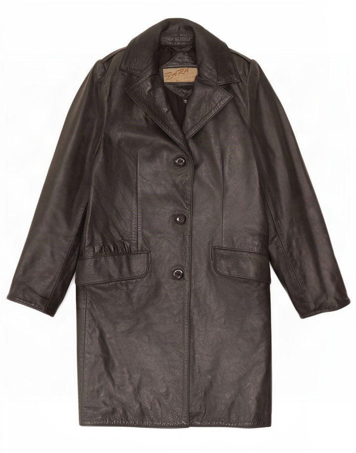 manteau en cuir femme vintage UK 12 Noir Moyen