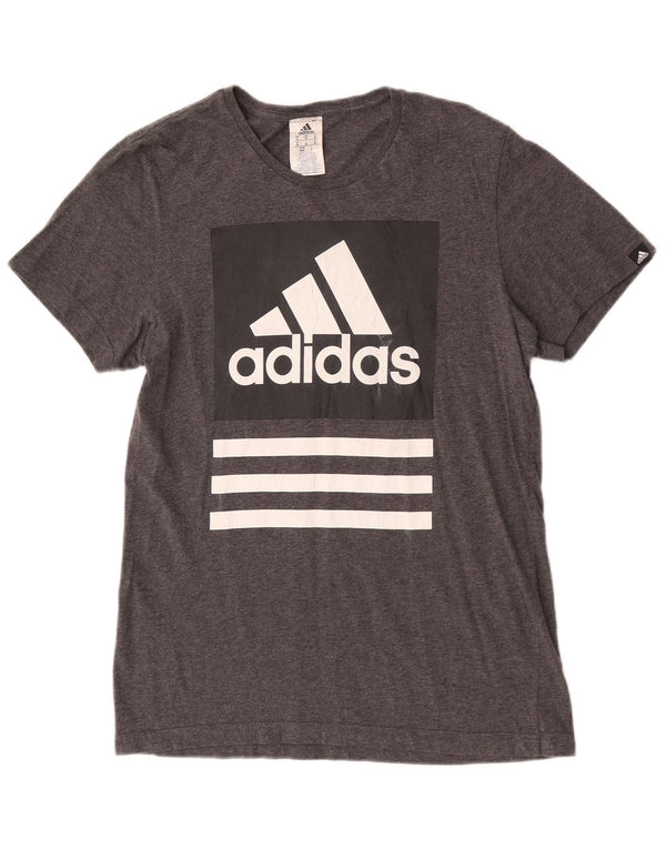Adidas T-Shirt Graphique Homme Gris Moyen Moucheté Coton