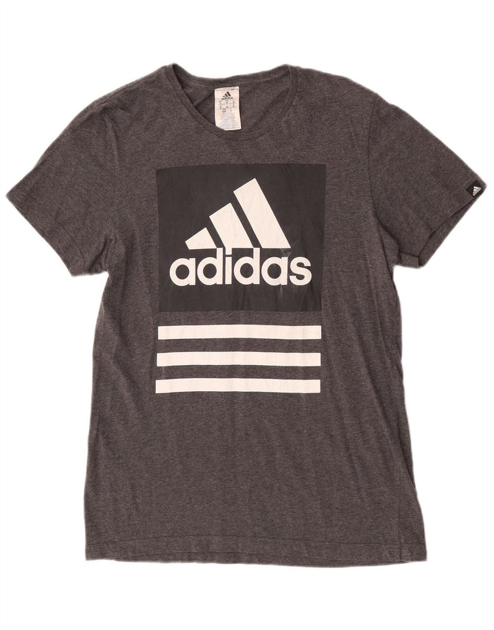 Adidas T-Shirt Graphique Homme Gris Moyen Moucheté Coton