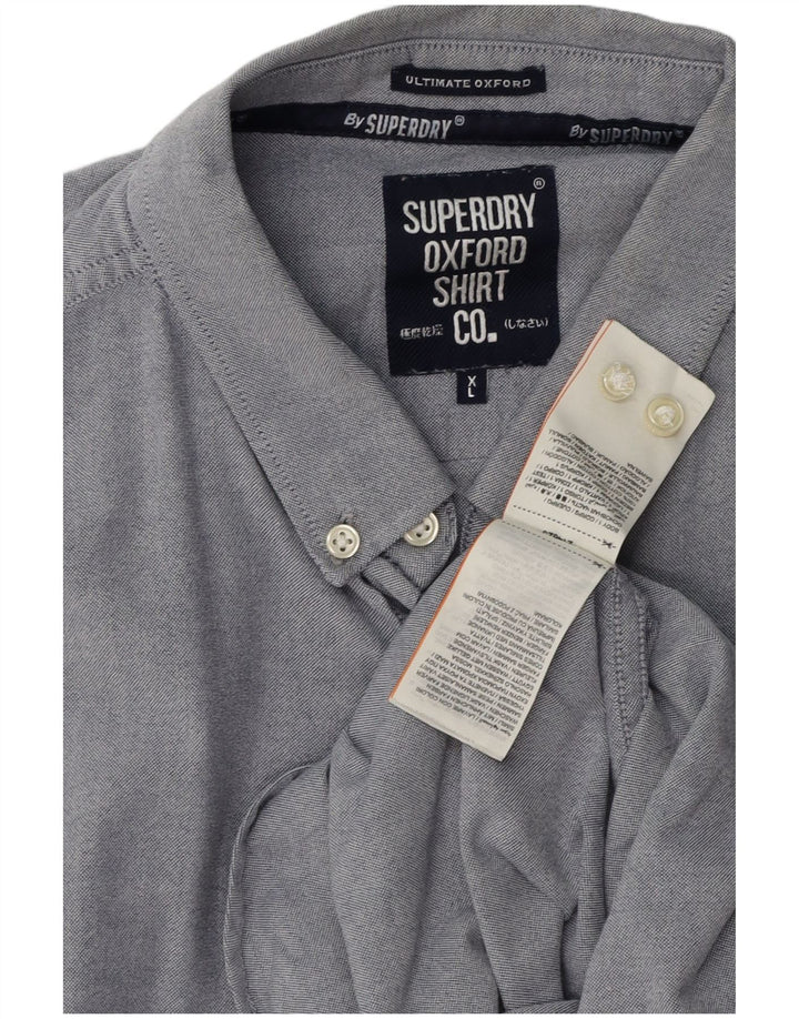 SUPERDRY Chemise à Manches Courtes Homme XL Bleu Coton