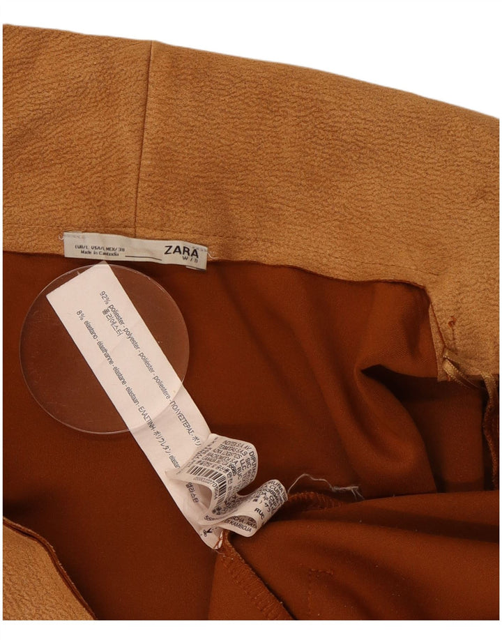 Zara Womens Longline Cardigan Sweater UK 16 Large Marron Polyester