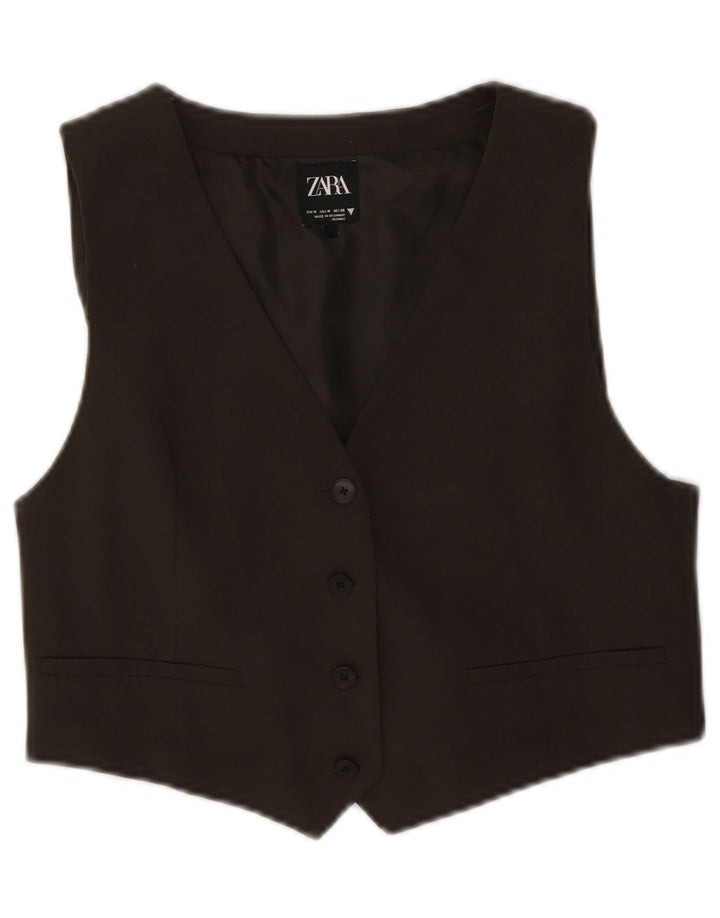 Zara Gilet court pour femme UK 12 Medium Kaki Polyester