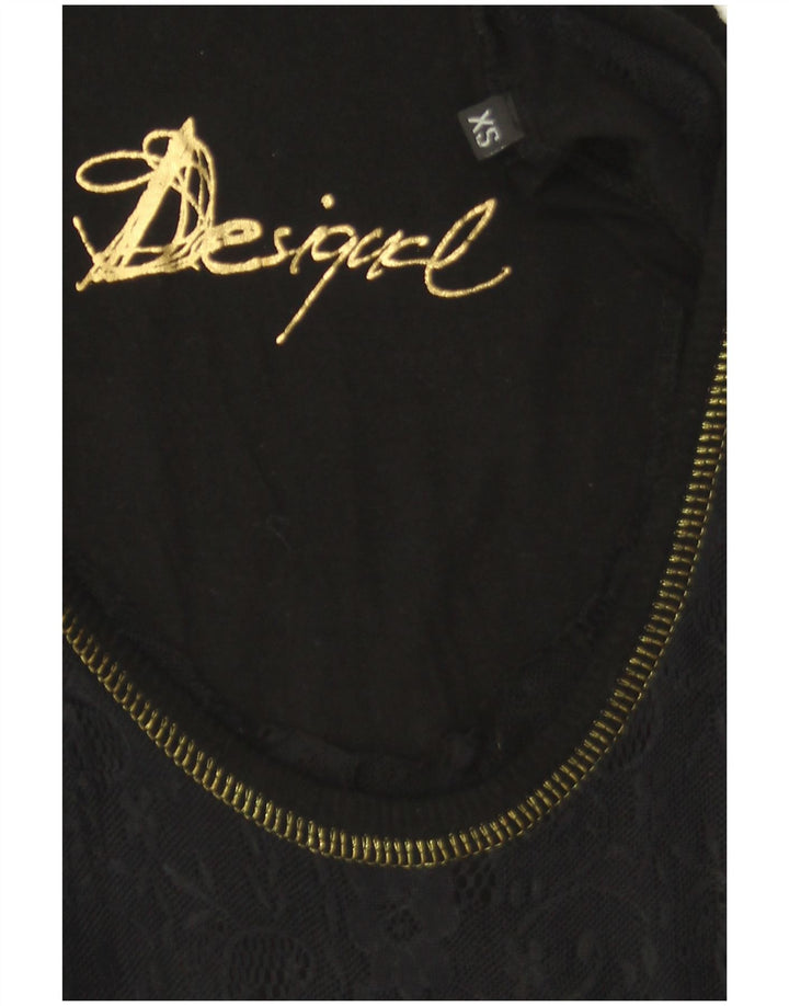 Desigual Womens Graphic Blouse Top UK 6 XS Noir Floral
