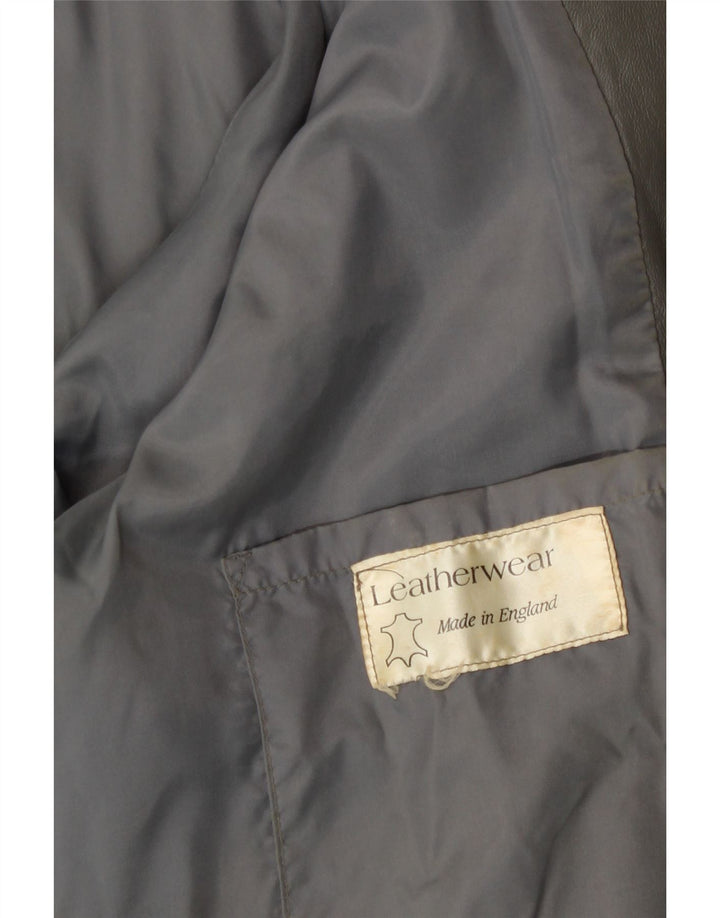 VINTAGE Mens Leather Jacket UK 38 Medium Grey Leather Vintage Vintage and Second-Hand Vintage from Messina Hembry 