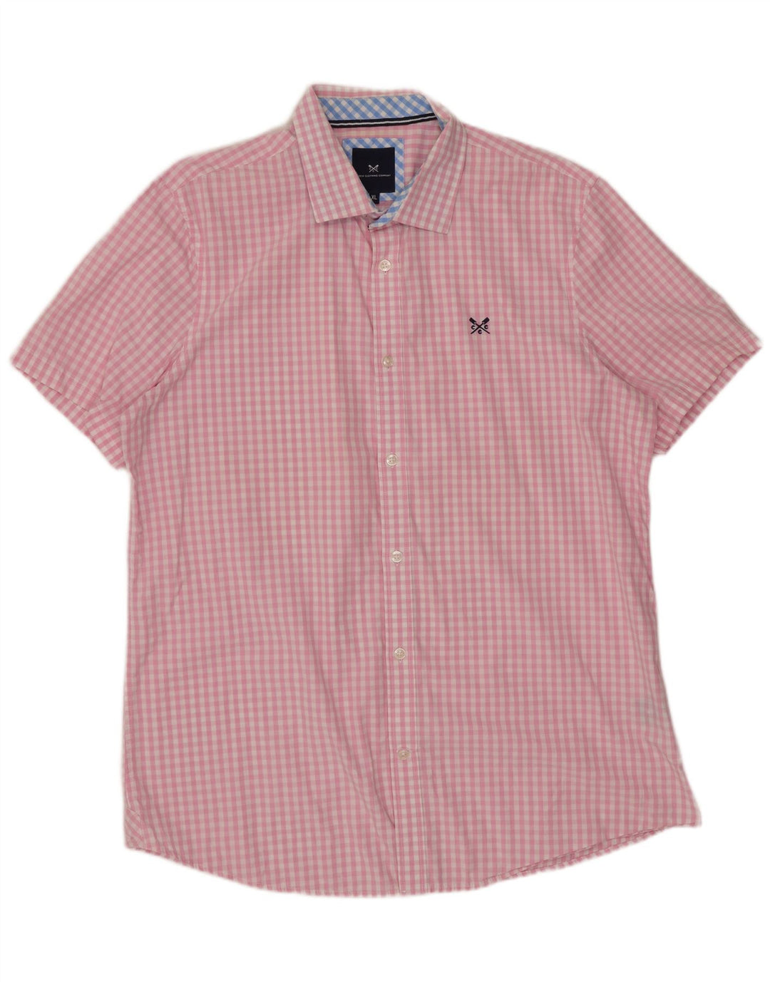 J. CREW Chemise à manches courtes pour homme XL en coton vichy rose