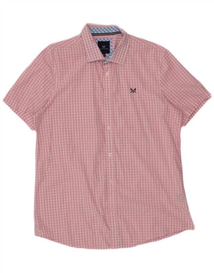 J. CREW Chemise à manches courtes pour homme XL en coton vichy rose