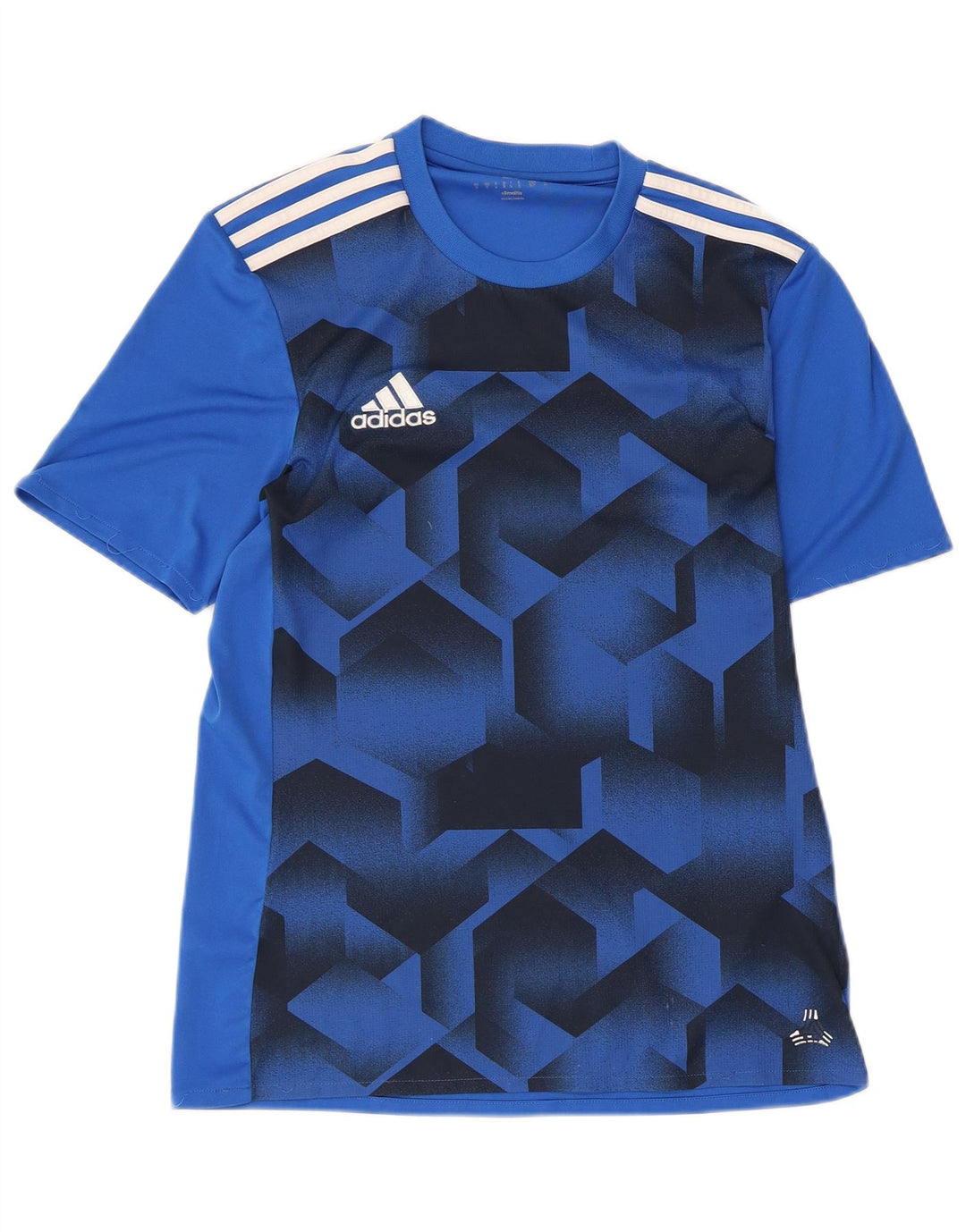 Adidas Hommes Climalite Graphic T-Shirt Top Petit Bleu Géométrique Polyester