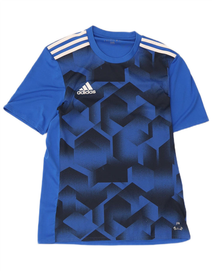 Adidas Hommes Climalite Graphic T-Shirt Top Petit Bleu Géométrique Polyester