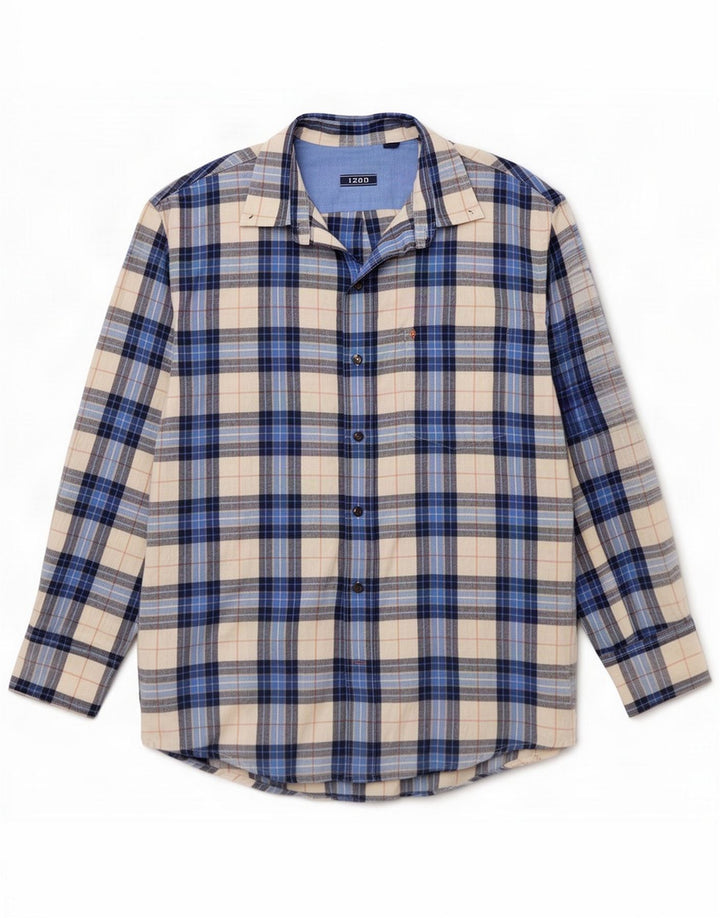 Chemise homme Izod en coton à carreaux bleu moyen