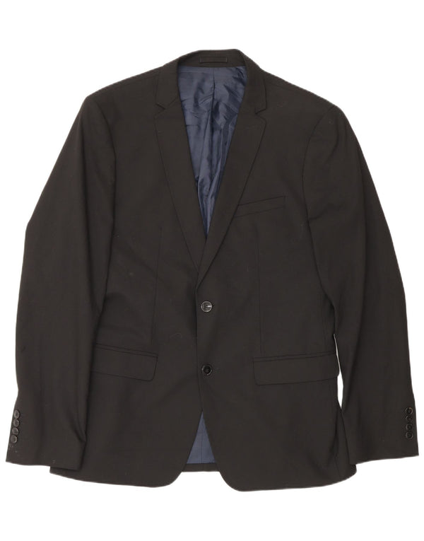 Zara Veste Blazer 2 Boutons Homme EU 50 Polyester Noir Moyen