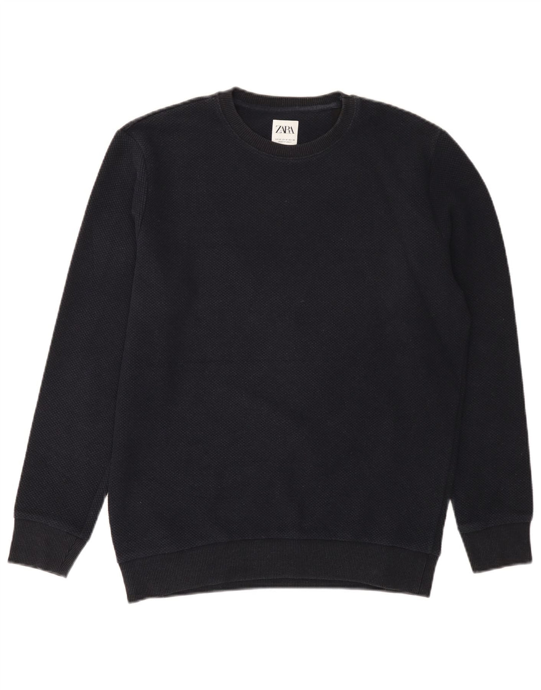 Zara Pull à col rond pour homme en polyester bleu marine moyen