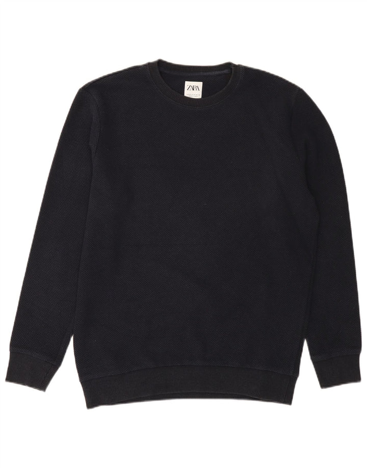 Zara Pull à col rond pour homme en polyester bleu marine moyen
