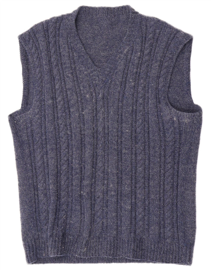 vintage Mens Vest Débardeur Moyen Bleu Marine
