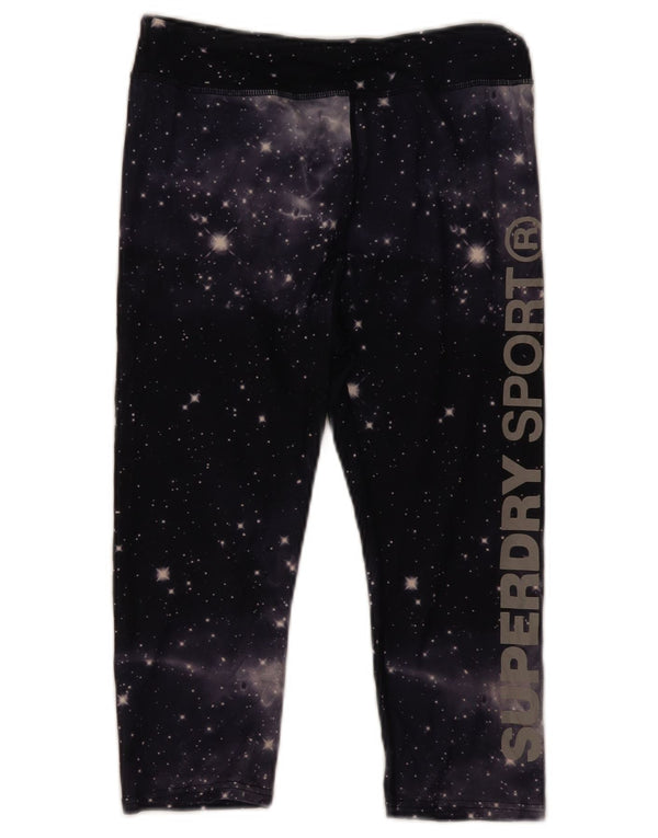 Superdry Legging Capri Graphique Femme UK 10 Petit Noir Tie Dye