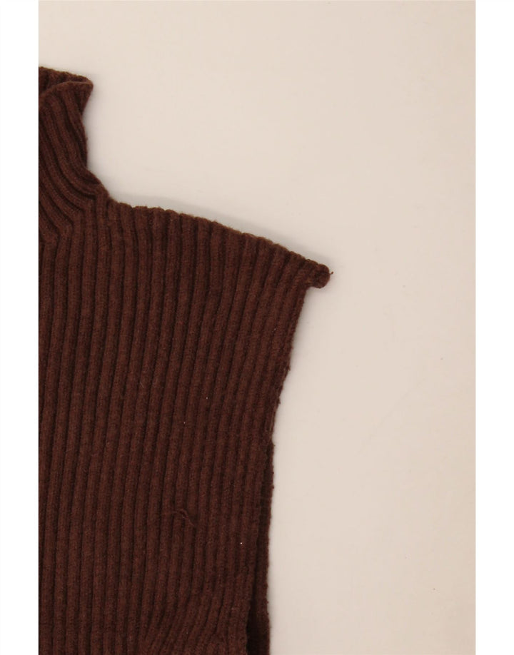 Zara Womens Crop Vest Top UK 8 Small Marron Viscose