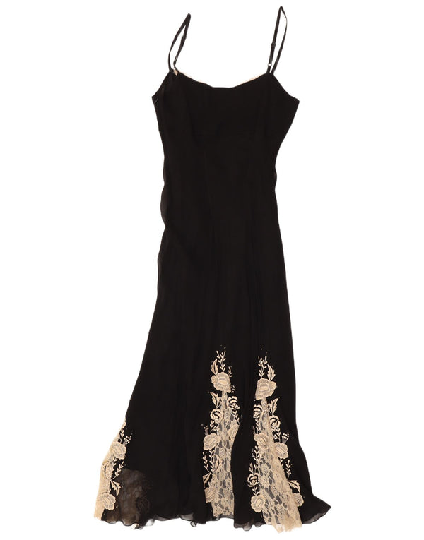 Wallis Robe Maxi Slip pour Femme UK 12 Medium Noir Floral Viscose