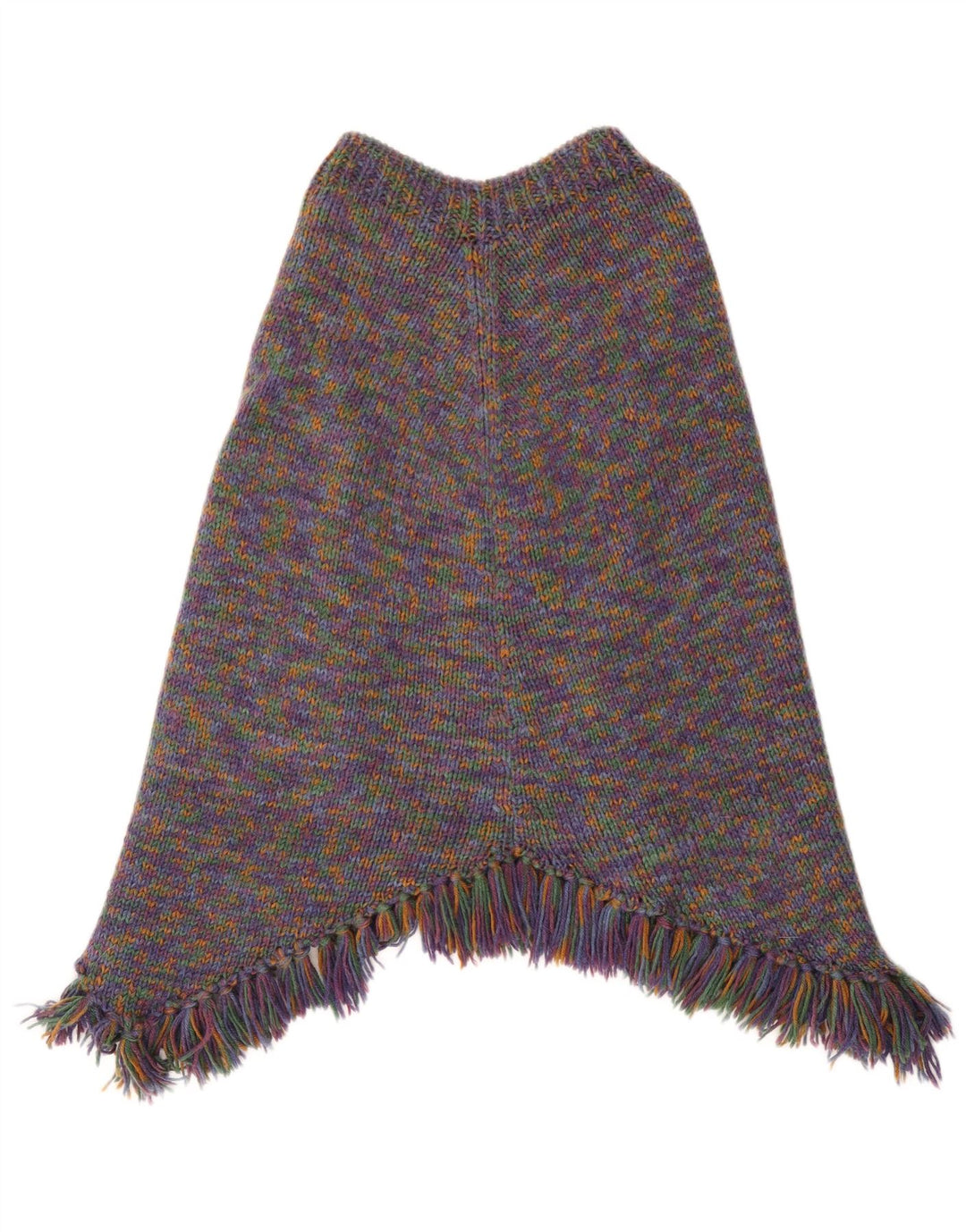 vintage Womens Poncho Jumper UK 14 Grand Multicolore Moucheté