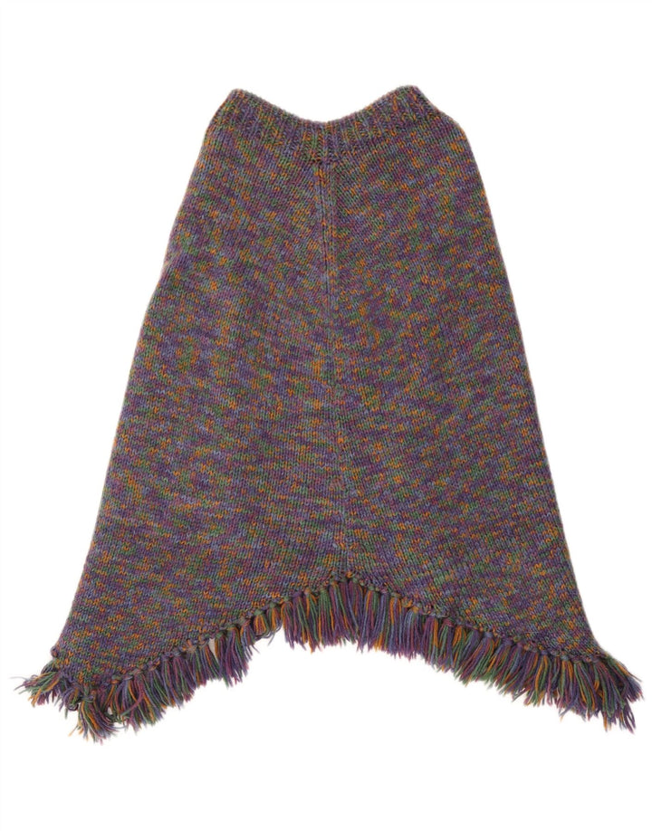 vintage Womens Poncho Jumper UK 14 Grand Multicolore Moucheté