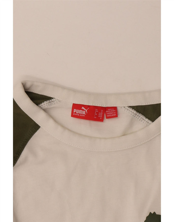 Puma T-Shirt Graphique à Manches Longues Homme Blanc Medium Colourblock