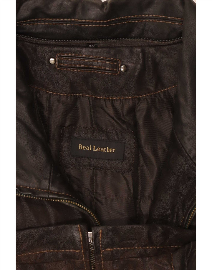 veste en cuir homme vintage UK 40 Grand Marron