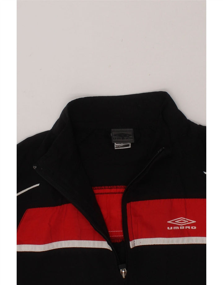 UMBRO Boys Graphic Tracksuit Top Jacket 3-4 Years Black Colourblock Vintage Umbro and Second-Hand Umbro from Messina Hembry 