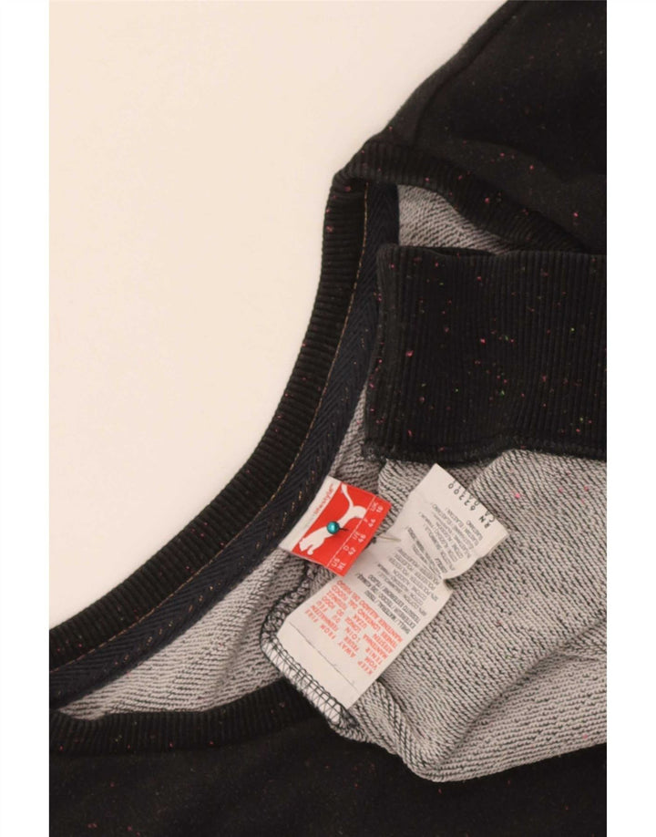 Puma Sweat-shirt surdimensionné pour femme UK 16 Grand coton moucheté noir