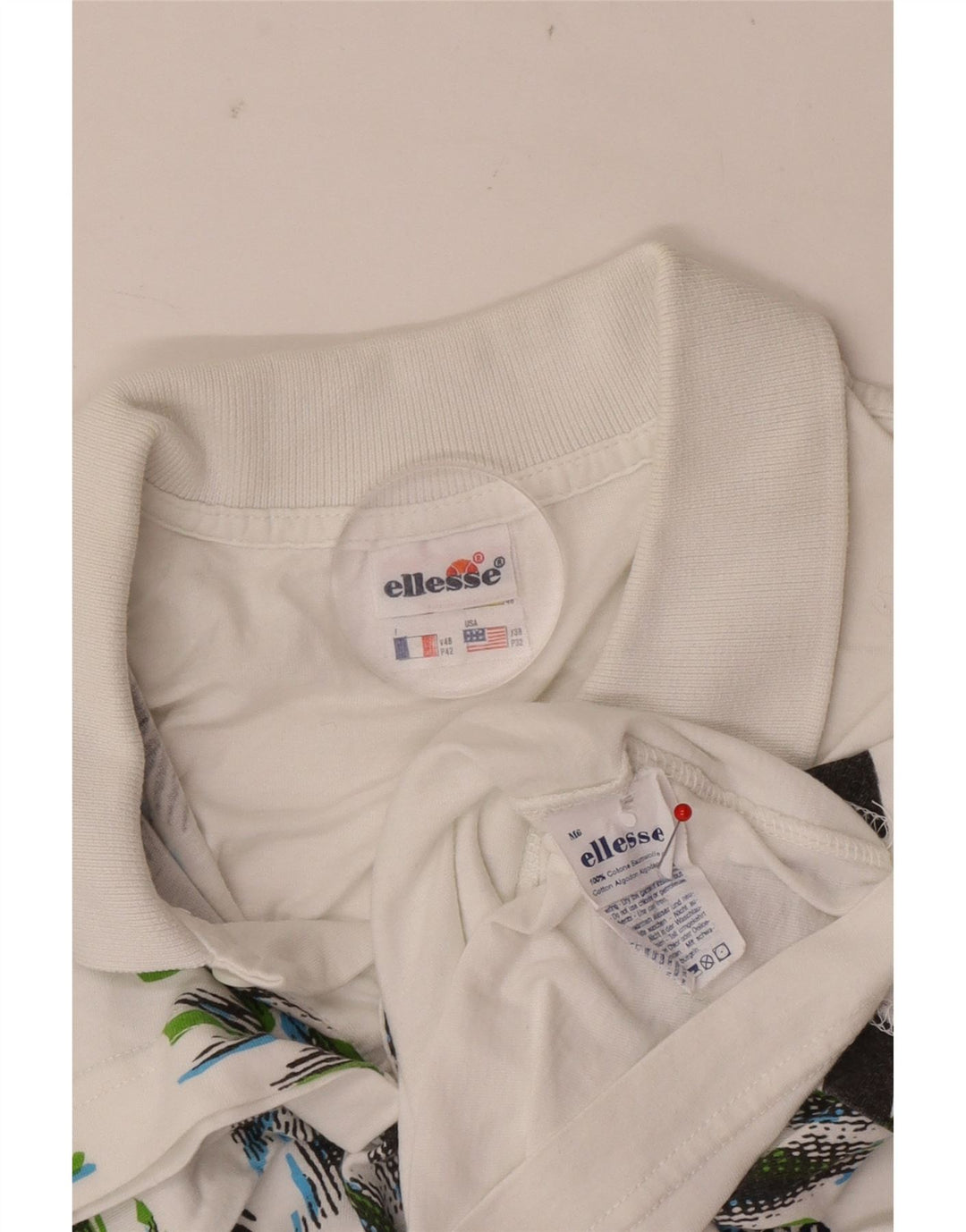 Ellesse Polo Homme IT 48 Coton Tie Dye Blanc Moyen
