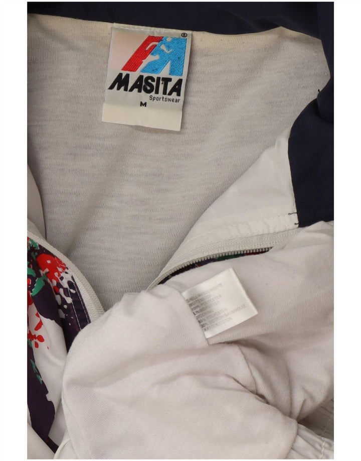 Masita Veste de survêtement pour homme en polyester color block blanc moyen