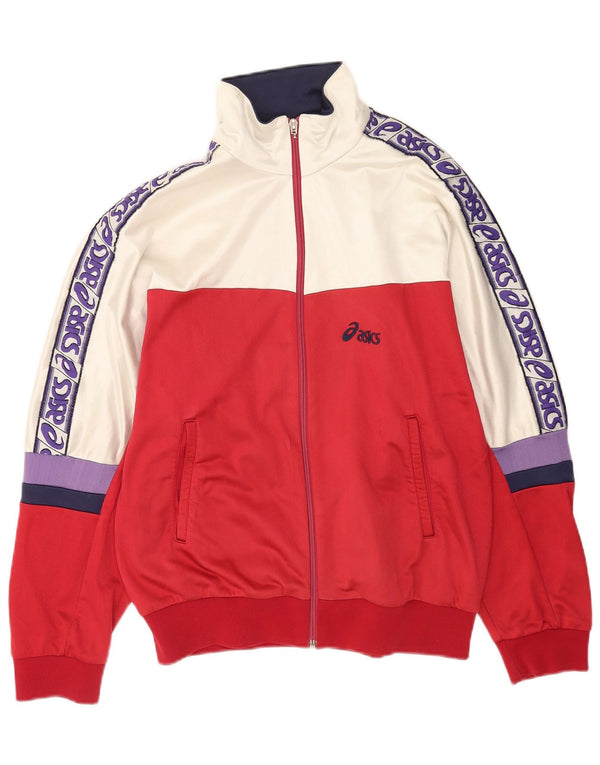 Asics Veste de survêtement graphique pour hommes IT 52 Large Rouge Colourblock
