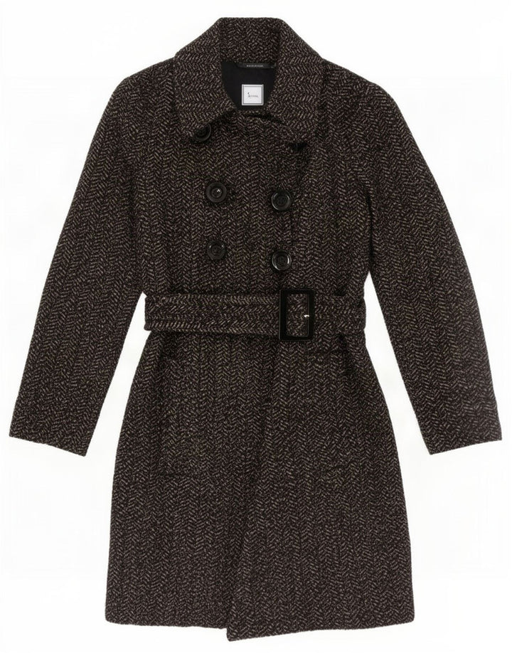 Zara Manteau croisé pour femme UK 10 Petit chevron gris