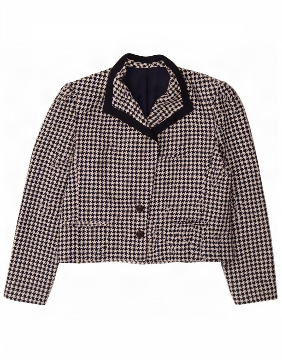 Mona Veste Blazer 2 Boutons Femme UK 12 Pied-de-Poule Bleu Marine Moyen
