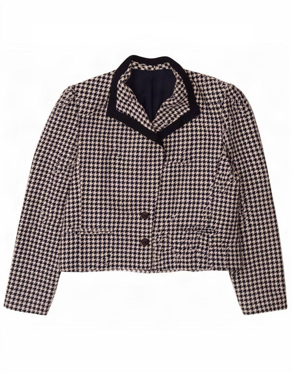 Mona Veste Blazer 2 Boutons Femme UK 12 Pied-de-Poule Bleu Marine Moyen