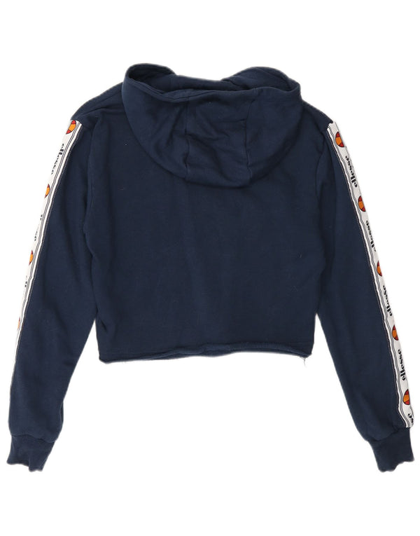 Ellesse Pull à capuche court graphique pour femme UK 4 XS Bleu marine Coton