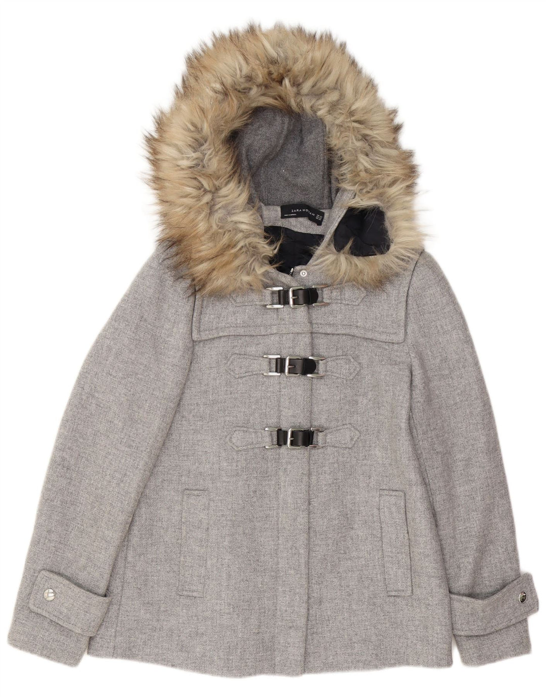 Zara Veste de sport surdimensionnée à capuche pour femme UK 6 XS Gris Laine
