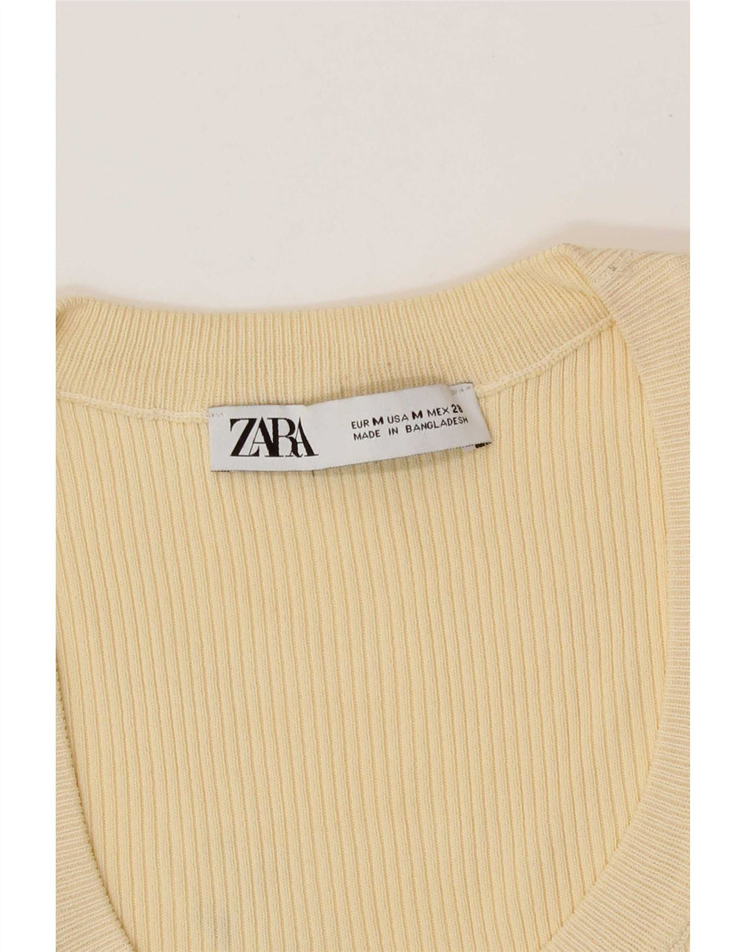 Zara Femme Crop Top Manches Longues UK 12 Jaune Moyen