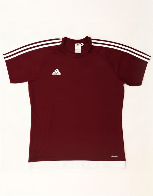 Adidas Hommes Climalite T-Shirt Haut Large Bordeaux Colorblock Polyester