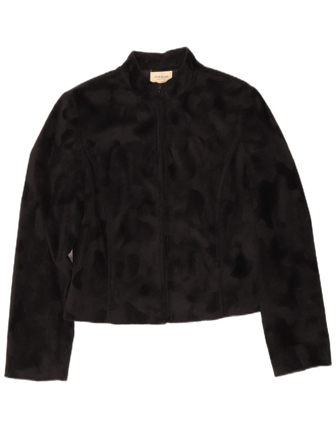 MOTIVI Veste polaire courte pour femme IT 44 Polyester imprimé animal noir moyen