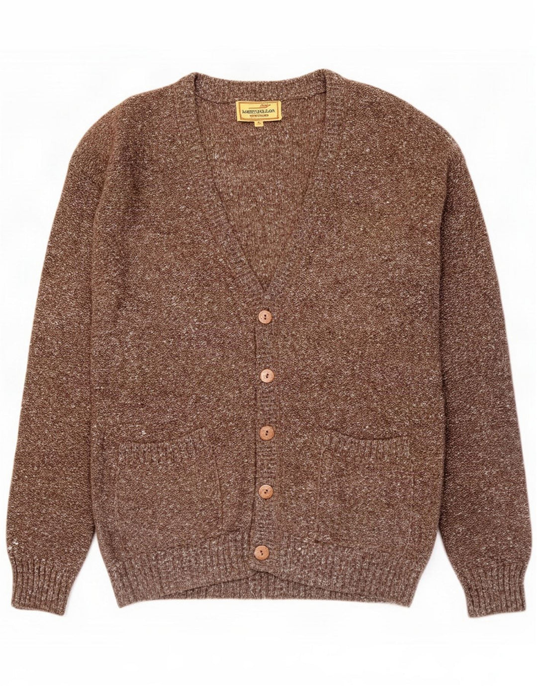 James Dillon Cardigan pour homme Marron moyen moucheté