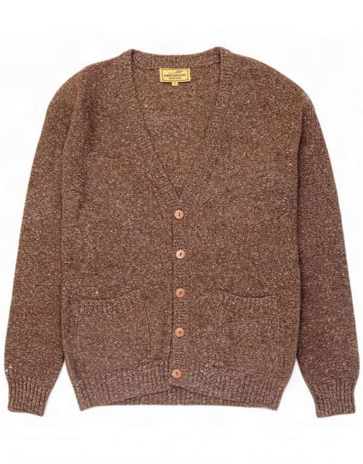 James Dillon Cardigan pour homme Marron moyen moucheté