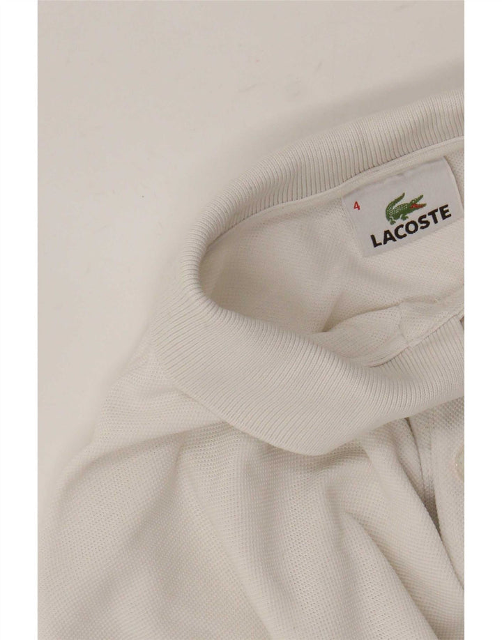 Lacoste Polo à manches longues pour homme Taille 4 Coton blanc moyen