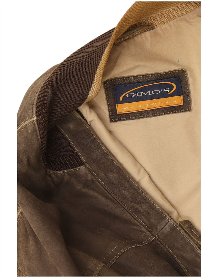 Gimo's Veste bomber en cuir pour homme UK 40 Large Marron