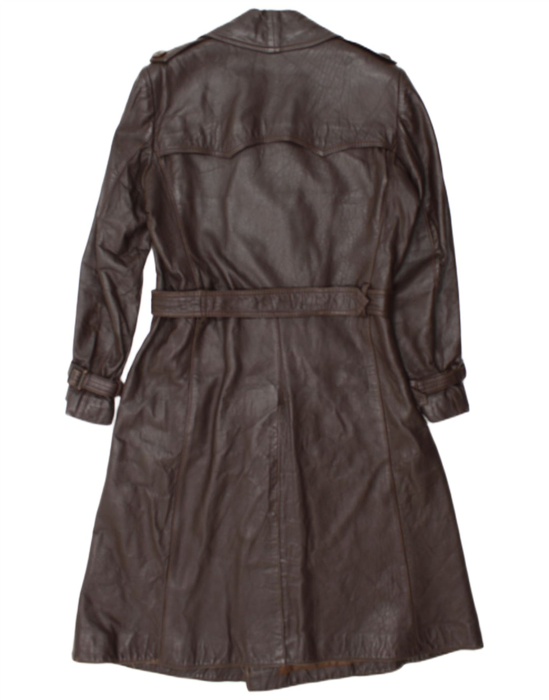 Manteau en cuir double boutonnage vintage pour femme IT 52 2XL Marron
