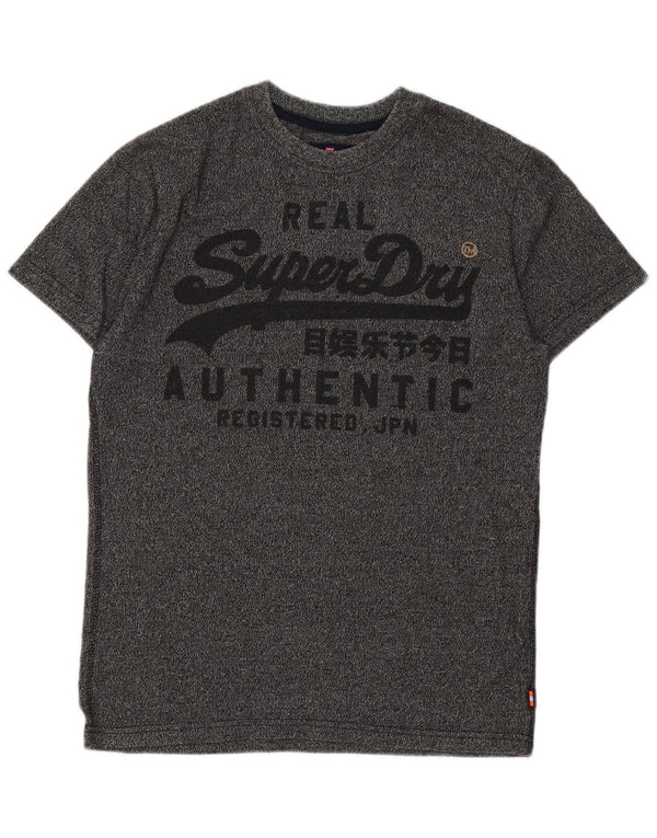 Superdry T-Shirt Graphique Homme Gris Moyen Moucheté Coton
