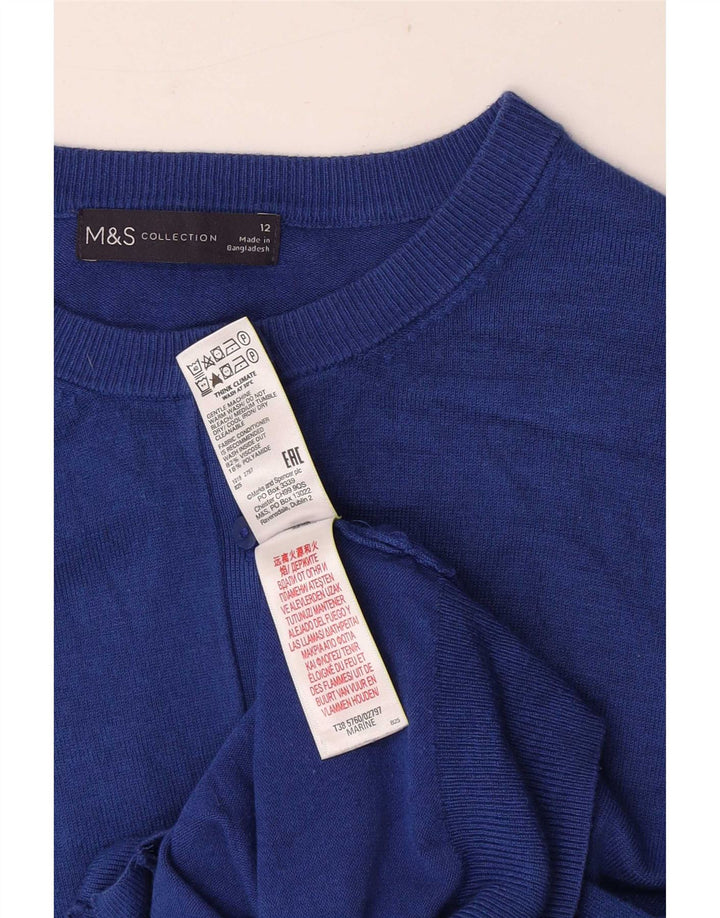 Marks & Spencer Pull cardigan court pour femme UK 12 Bleu moyen Viscose