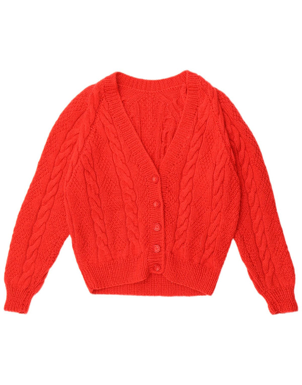 vintage Femme Cardigan Pull UK 14 Rouge Moyen