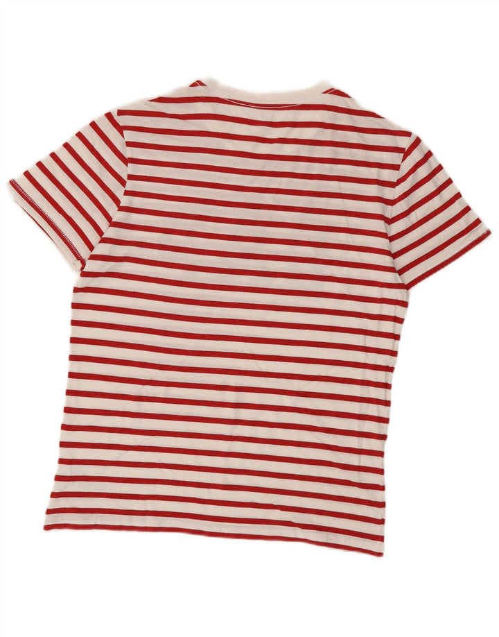 Gap T-Shirt Graphique Femme UK 14 Coton Rayé Rouge Moyen