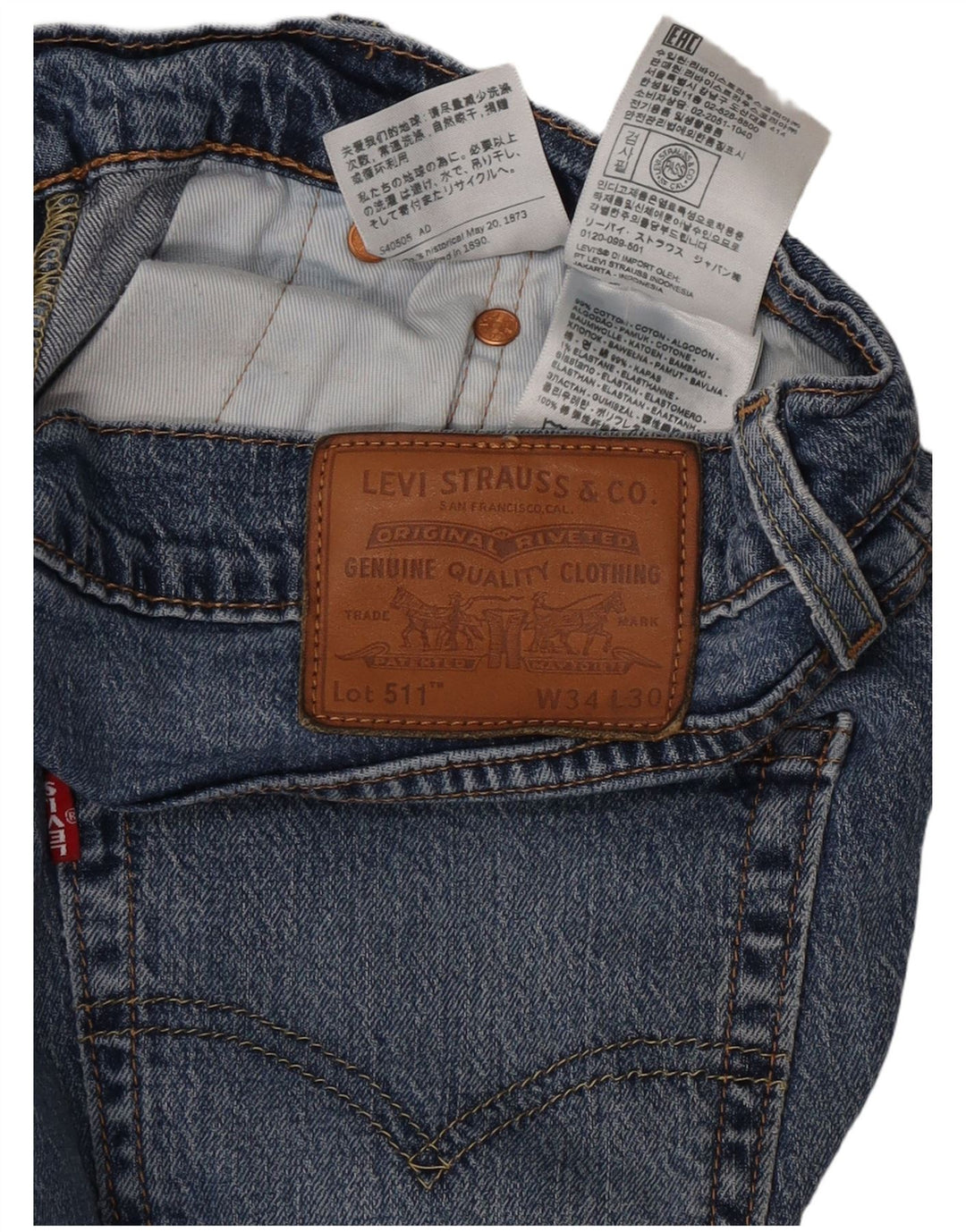 Levi's Jean Slim 511 Homme Bleu W34 L30 Coton