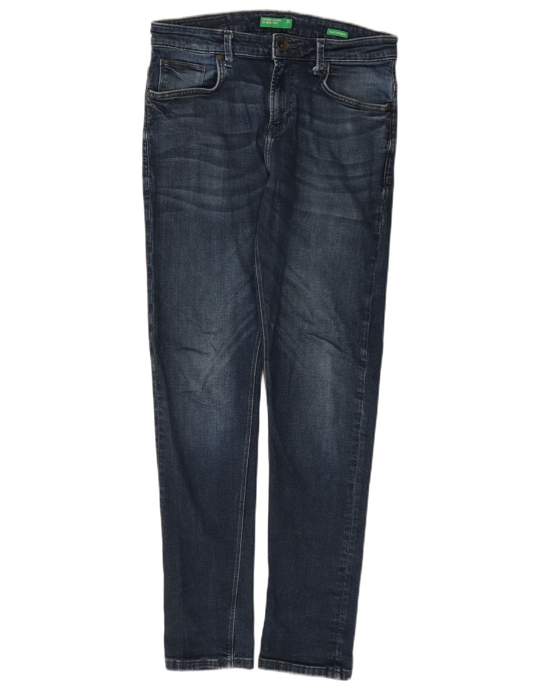 BENETTON Jean Slim Fuselé Femme W30 L30 Bleu Coton
